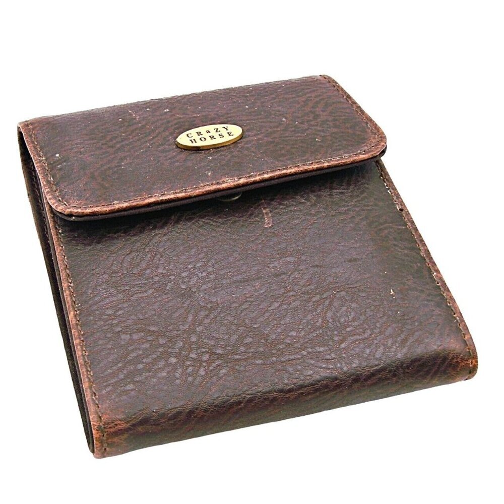 NEW Liz Claiborne Crazy Horse Womens Wallet Brown Leather Zipper Coin Snap Close
